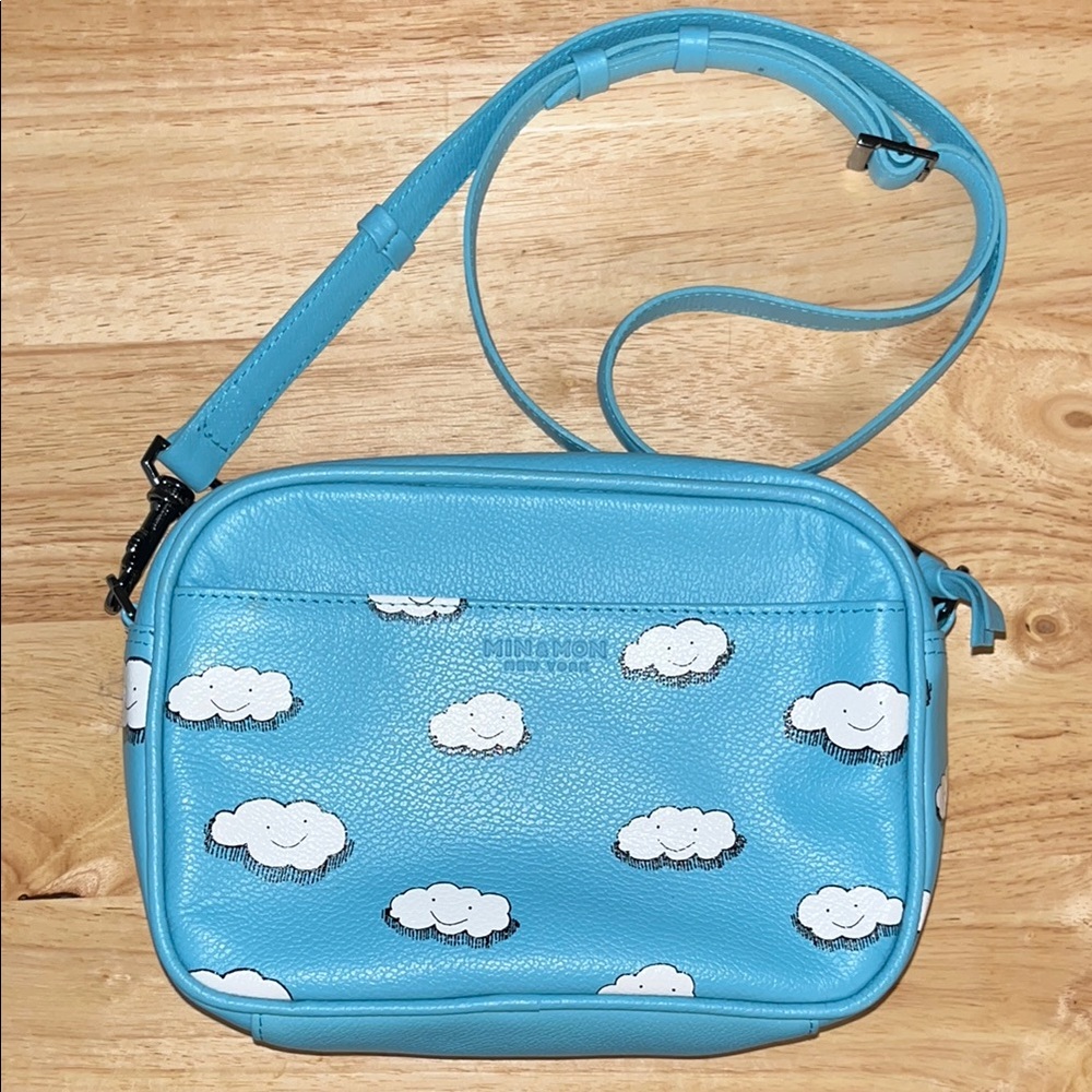 Min & Mon Blue Crossbody Bag with Cloud Design